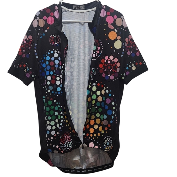 Weimostar Cycling Jersey Full Zip Black Multicolored Dots Size XXL Back Pockets - Picture 2 of 6